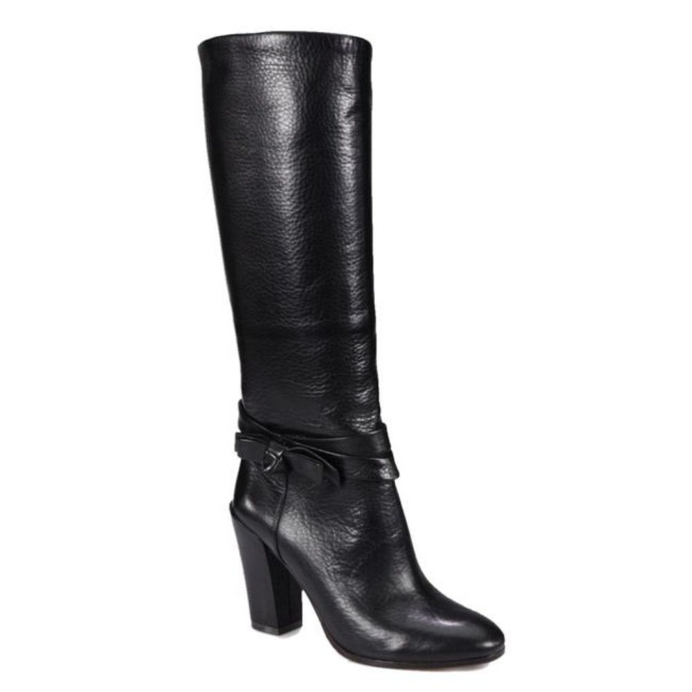 Kate Spade New York Mandie Pebbled Black Leather Tall Pull On Boots Size 8